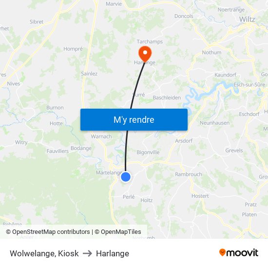 Wolwelange, Kiosk to Harlange map