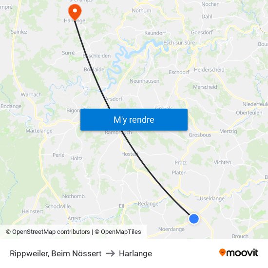 Rippweiler, Beim Nössert to Harlange map