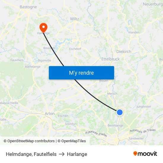 Helmdange, Fautelfiels to Harlange map