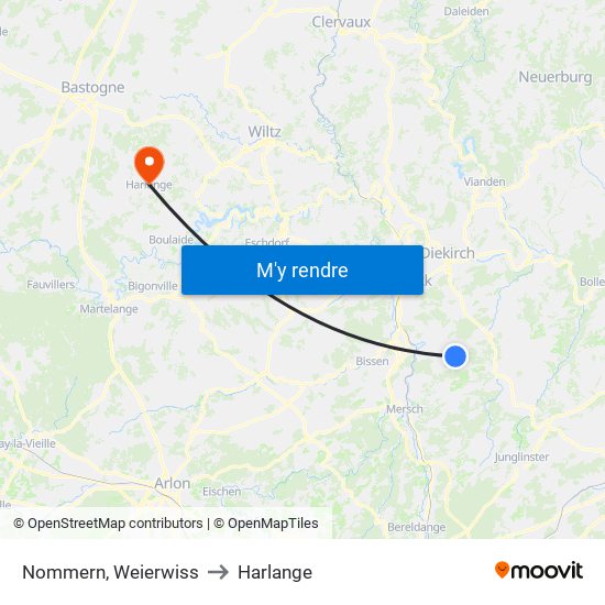 Nommern, Weierwiss to Harlange map