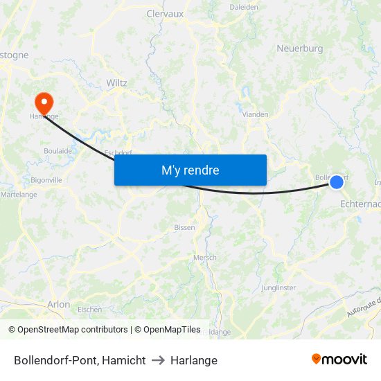 Bollendorf-Pont, Hamicht to Harlange map
