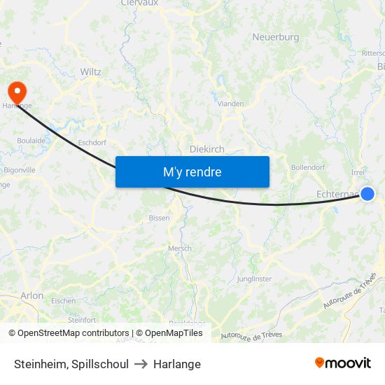 Steinheim, Spillschoul to Harlange map