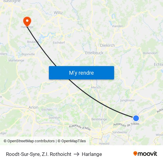 Roodt-Sur-Syre, Z.I. Rothoicht to Harlange map