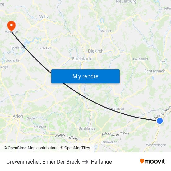 Grevenmacher, Enner Der Bréck to Harlange map