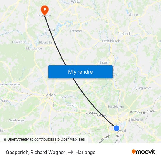 Gasperich, Richard Wagner to Harlange map