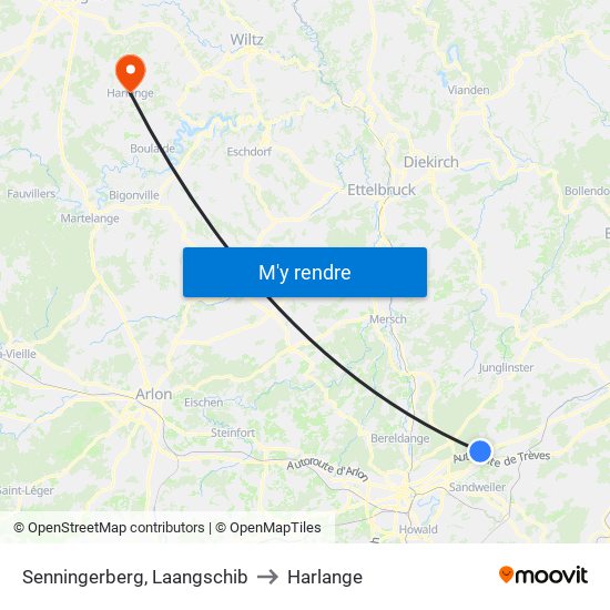 Senningerberg, Laangschib to Harlange map