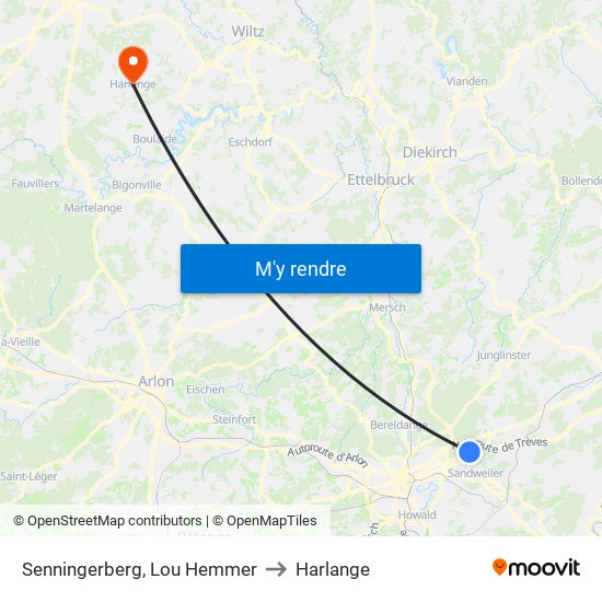 Senningerberg, Lou Hemmer to Harlange map