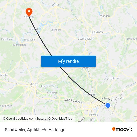 Sandweiler, Apdikt to Harlange map