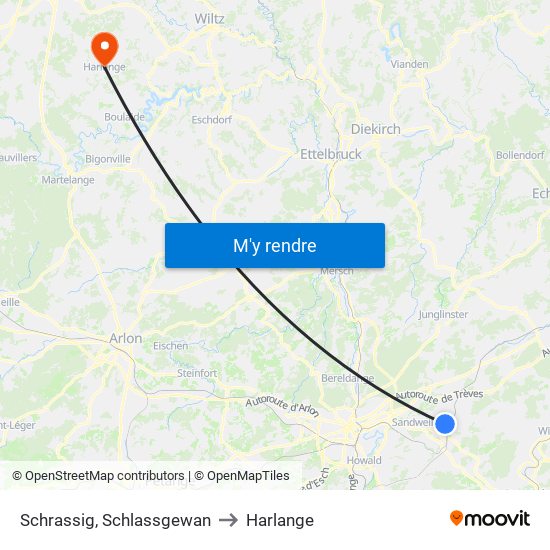 Schrassig, Schlassgewan to Harlange map