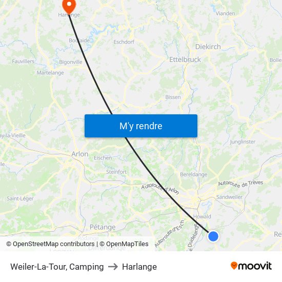 Weiler-La-Tour, Camping to Harlange map