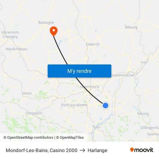 Mondorf-Les-Bains, Casino 2000 to Harlange map