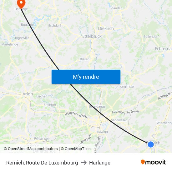 Remich, Route De Luxembourg to Harlange map