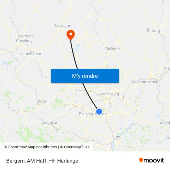 Bergem, AM Haff to Harlange map