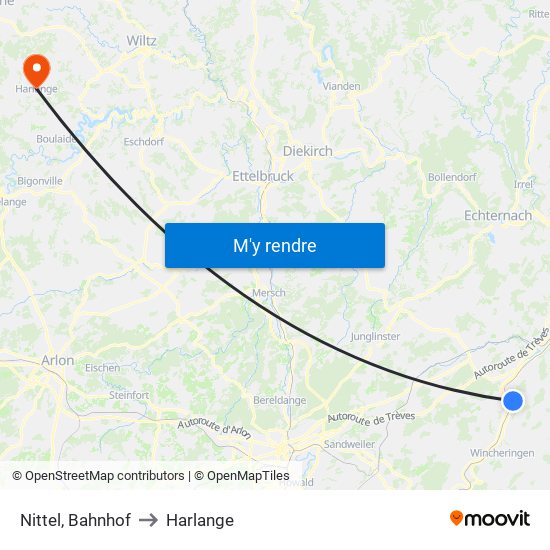 Nittel, Bahnhof to Harlange map