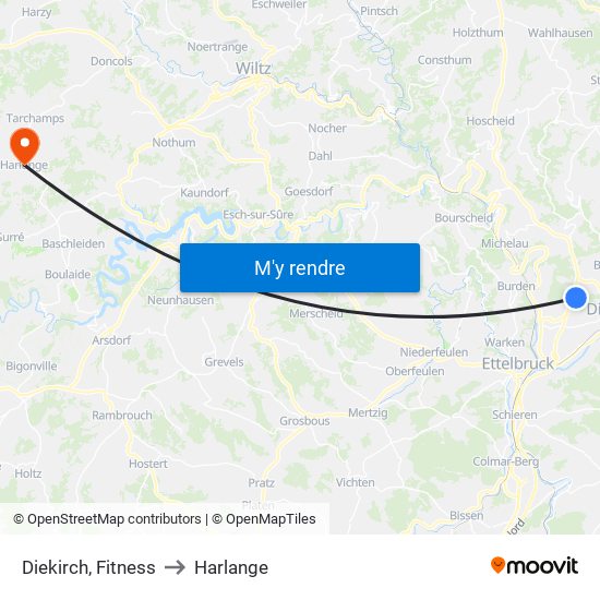 Diekirch, Fitness to Harlange map