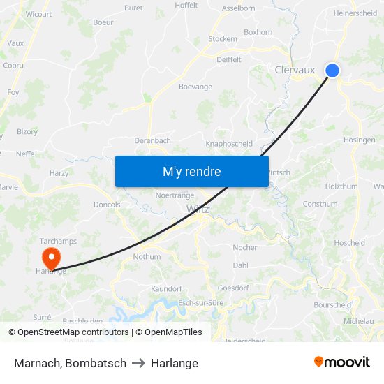 Marnach, Bombatsch to Harlange map