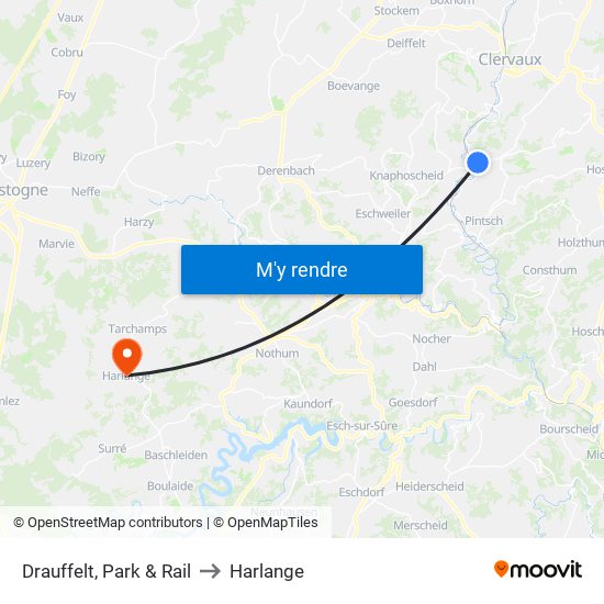 Drauffelt, Park & Rail to Harlange map