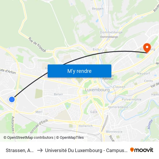 Strassen, Atrium to Université Du Luxembourg - Campus Kirchberg map