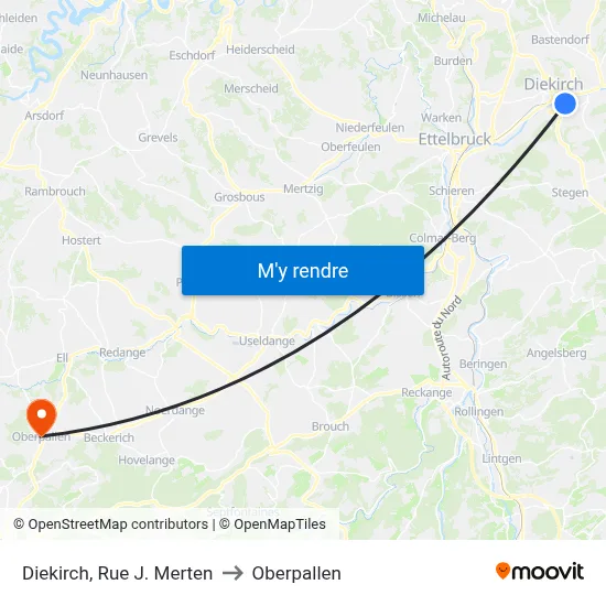Diekirch, Rue J. Merten to Oberpallen map