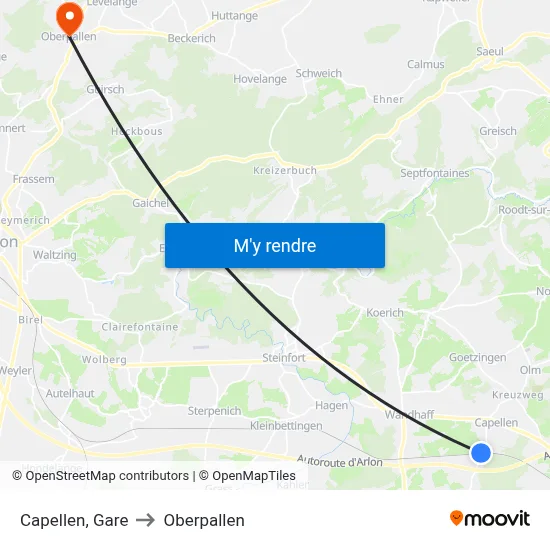 Capellen, Gare to Oberpallen map