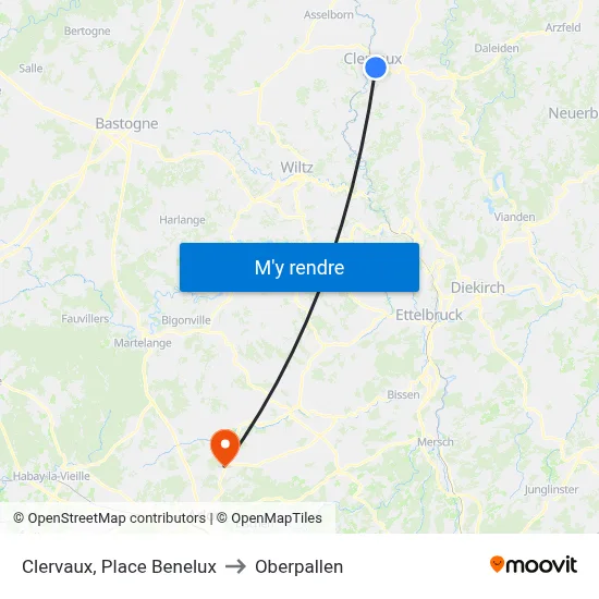 Clervaux, Place Benelux to Oberpallen map