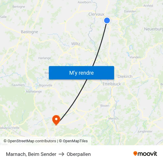 Marnach, Beim Sender to Oberpallen map