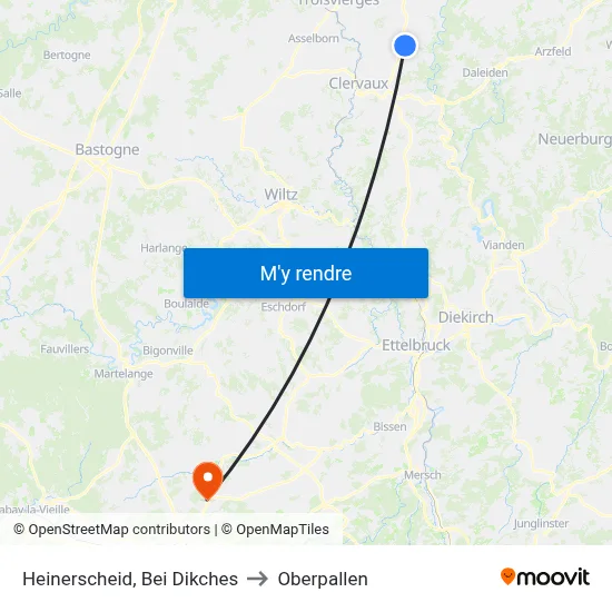 Heinerscheid, Bei Dikches to Oberpallen map