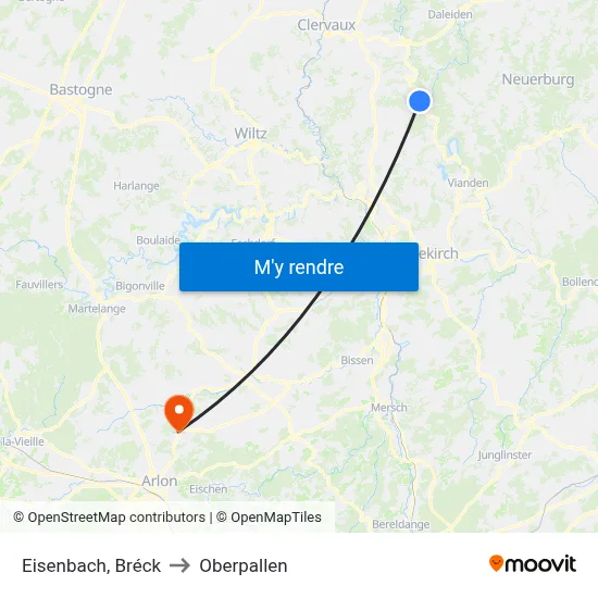 Eisenbach, Bréck to Oberpallen map