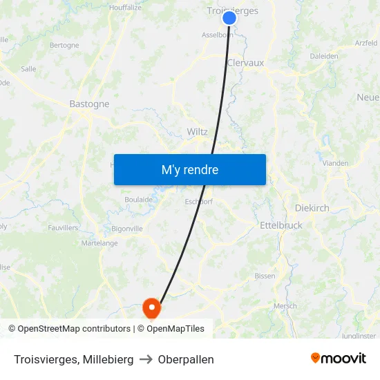 Troisvierges, Millebierg to Oberpallen map