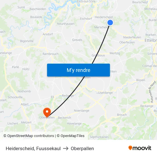 Heiderscheid, Fuussekaul to Oberpallen map