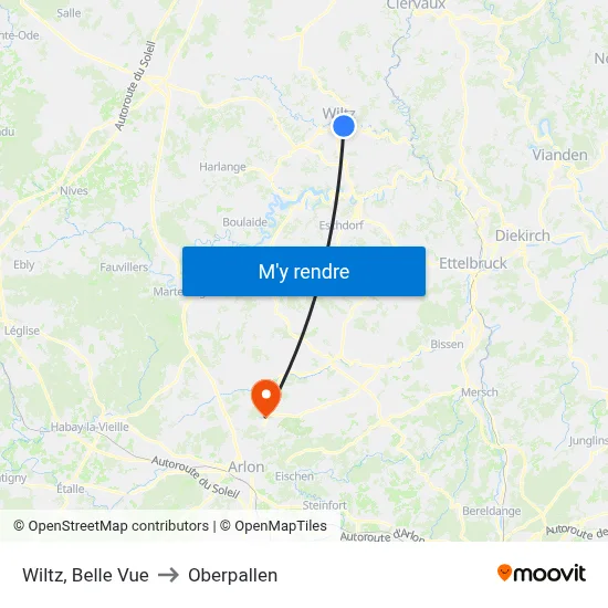Wiltz, Belle Vue to Oberpallen map