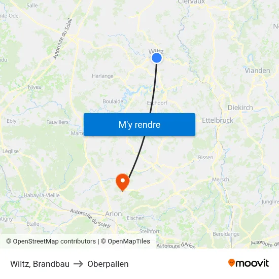 Wiltz, Brandbau to Oberpallen map