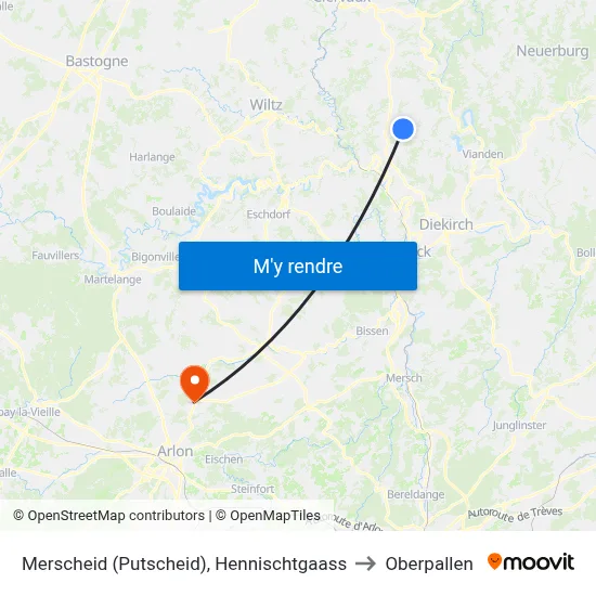 Merscheid (Putscheid), Hennischtgaass to Oberpallen map