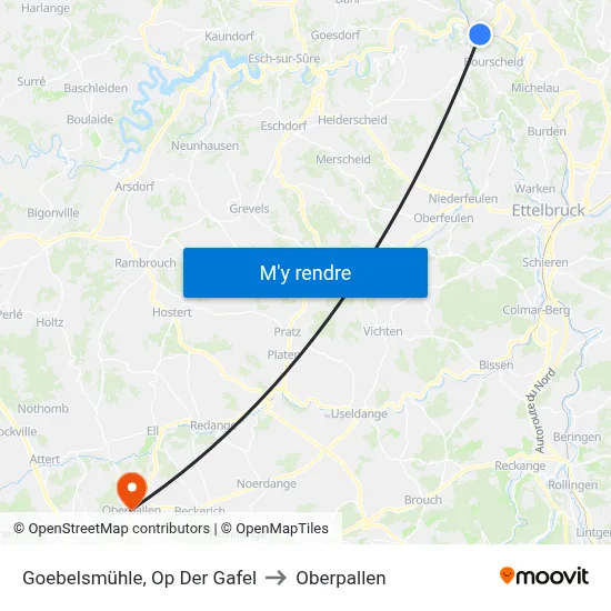Goebelsmühle, Op Der Gafel to Oberpallen map