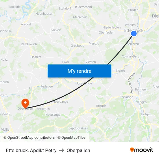 Ettelbruck, Apdikt Petry to Oberpallen map
