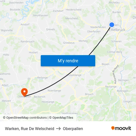 Warken, Rue De Welscheid to Oberpallen map