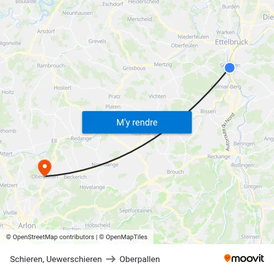 Schieren, Uewerschieren to Oberpallen map