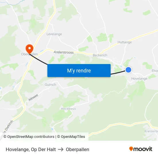 Hovelange, Op Der Halt to Oberpallen map