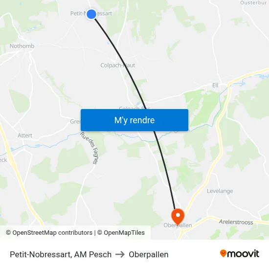 Petit-Nobressart, AM Pesch to Oberpallen map