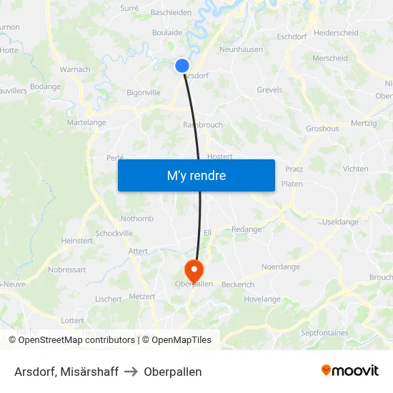 Arsdorf, Misärshaff to Oberpallen map