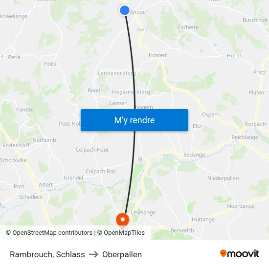 Rambrouch, Schlass to Oberpallen map