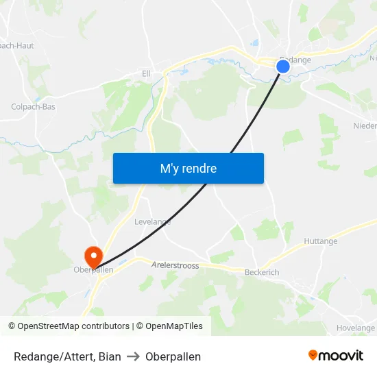 Redange/Attert, Bian to Oberpallen map