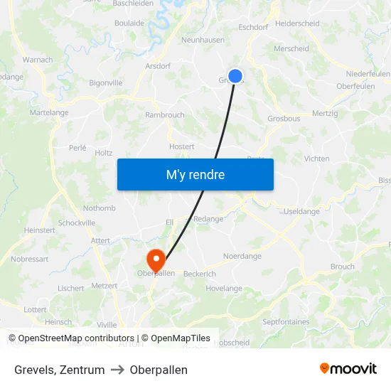 Grevels, Zentrum to Oberpallen map