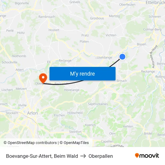 Boevange-Sur-Attert, Beim Wald to Oberpallen map