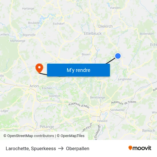 Larochette, Spuerkeess to Oberpallen map