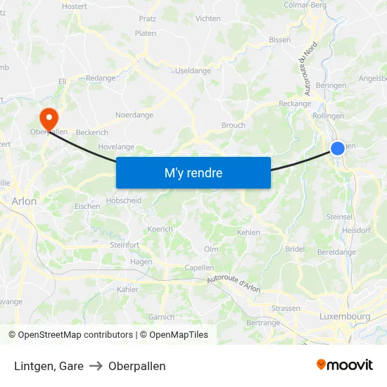 Lintgen, Gare to Oberpallen map