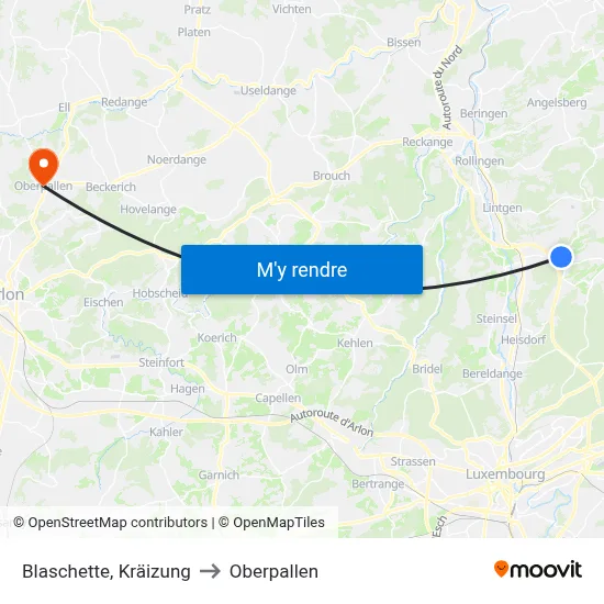 Blaschette, Kräizung to Oberpallen map