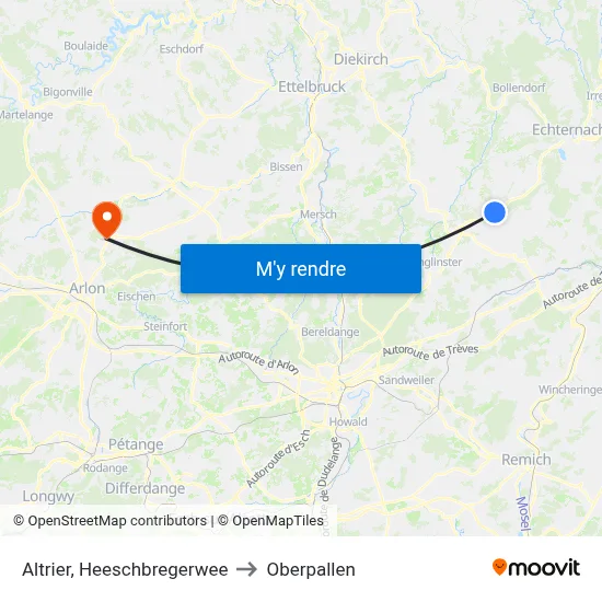 Altrier, Heeschbregerwee to Oberpallen map