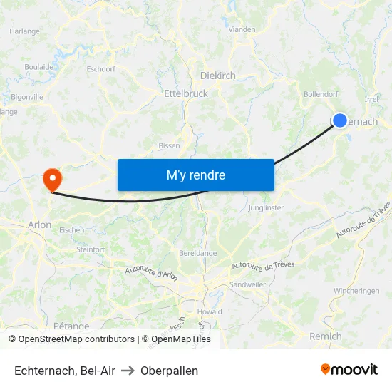 Echternach, Bel-Air to Oberpallen map