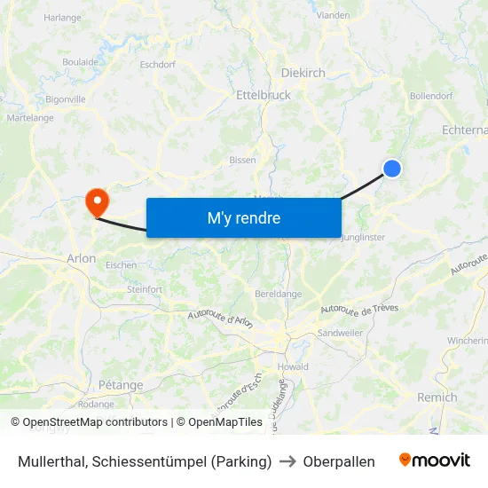 Mullerthal, Schiessentümpel (Parking) to Oberpallen map